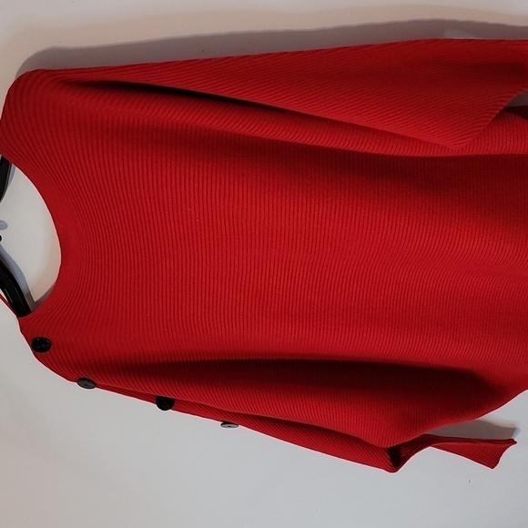 Greige Red Dolman Sleeveless Ribbed Sweater - Picture 9 of 15